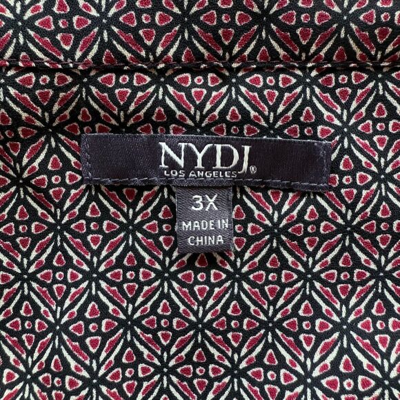 NYDJ Plus Womens Mixed Print Peasant Top in Maroon & Black Graphic Print Size 3X - Picture 6 of 12